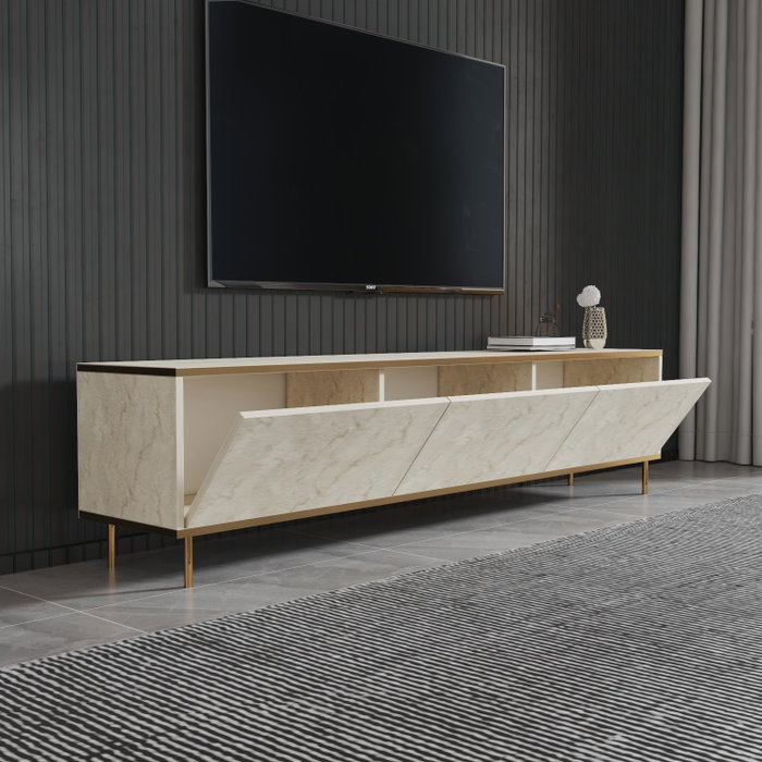 Hanah Home Mueble de TV Travertino y Oro